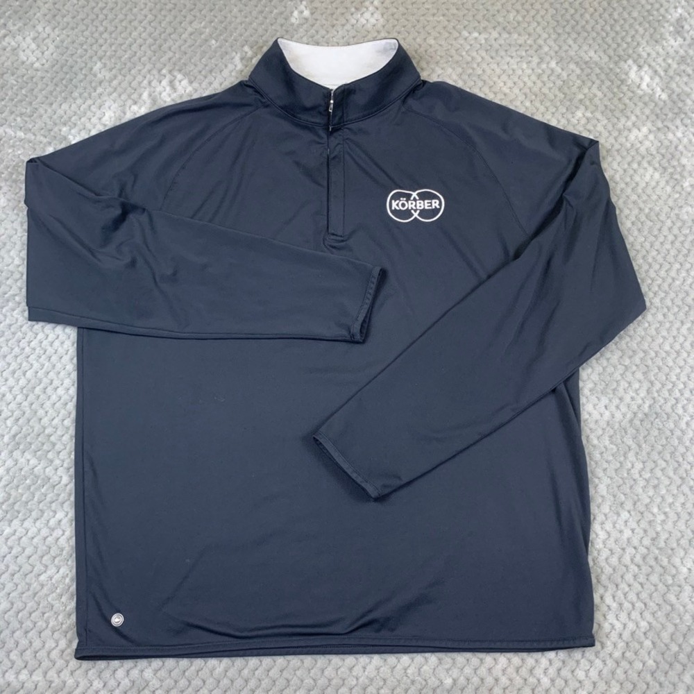 Peter Millar Crown Crafted Mens Large Navy Blue 1/4 Zip Pullover Korber Logo